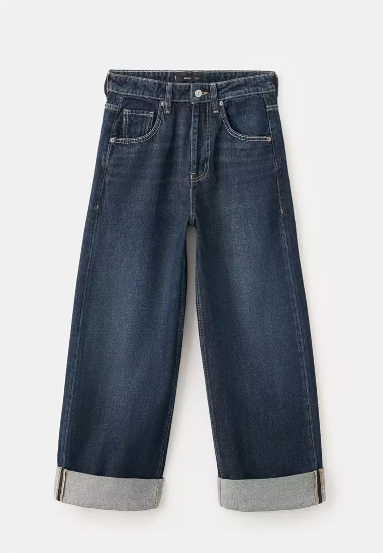 Wide Leg Jeans With Turn-Up Hem