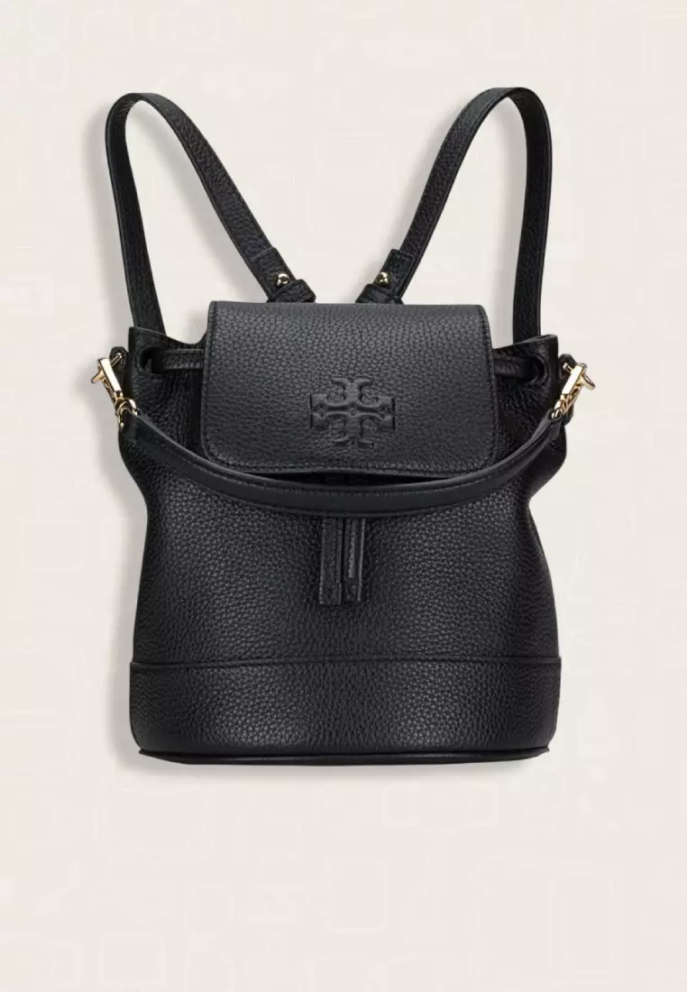 Tory Burch Black Thea Mini Leather Bucket Backpack