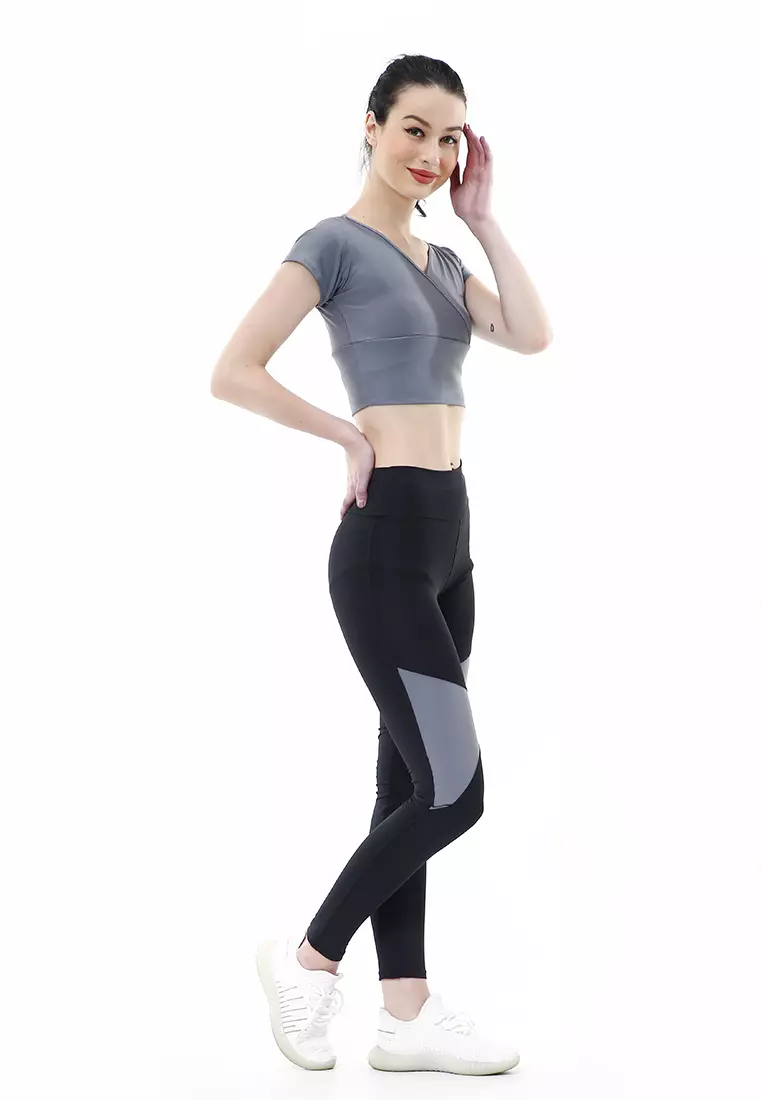 Jovita One Set Atasan Bawahan Baju Senam Aerobik Relaxed Fit - Abu