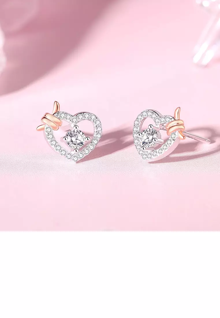 Buy SOEOES 925 Sterling Silver Simple Sweet Knotted Heart Stud Earrings