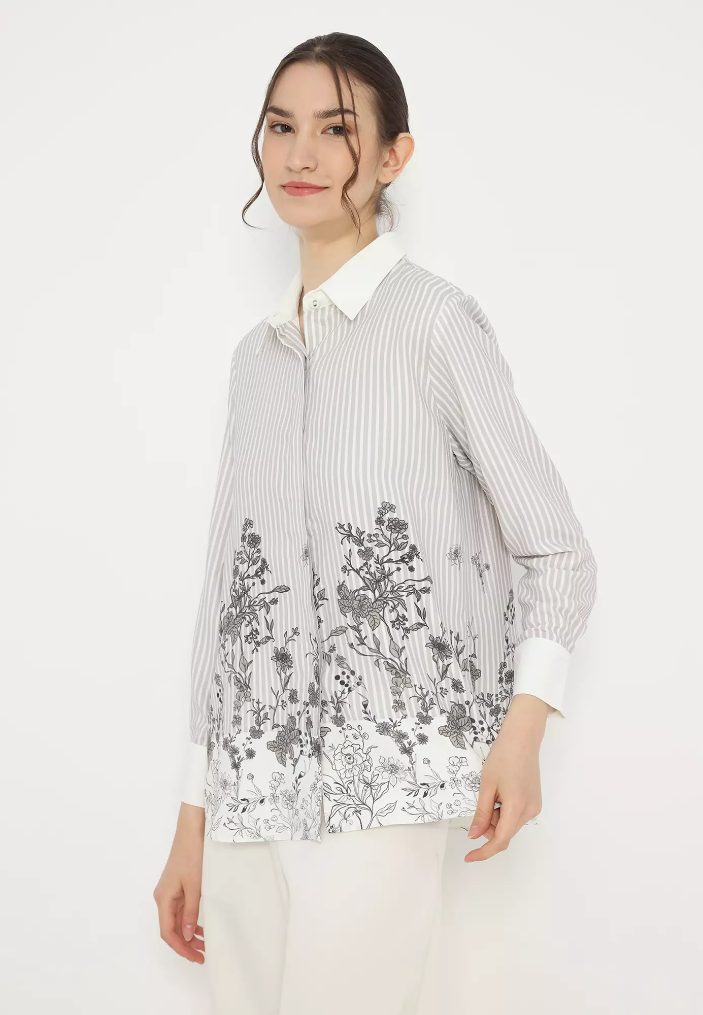 Blossom Stripe Blouse In Ivory By Brilliant Girl Warna CREAM