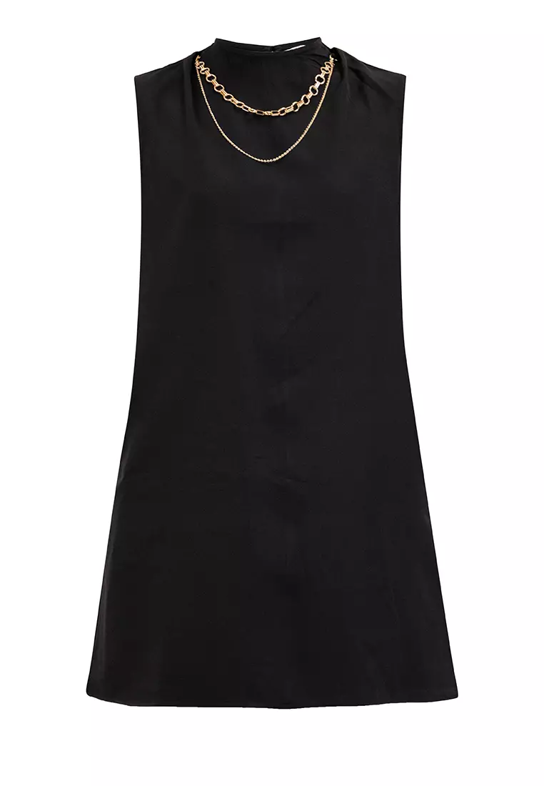 Crizen Funnel Neck Dress with Necklace
