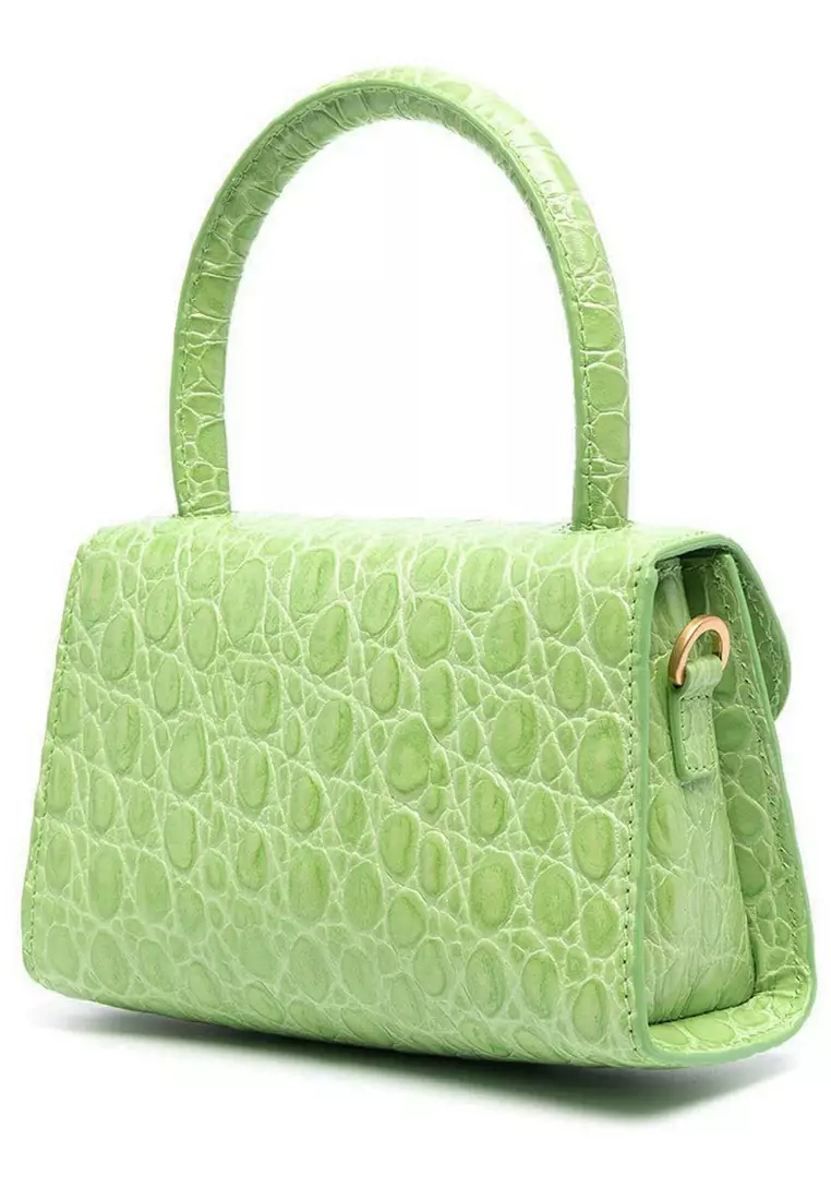 By Far Mini Circular Croco Embossed Leather