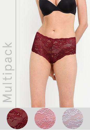 ONLY red and multi Chloe Lace Briefs 3-Pack BF29DUSF01B095GS_1