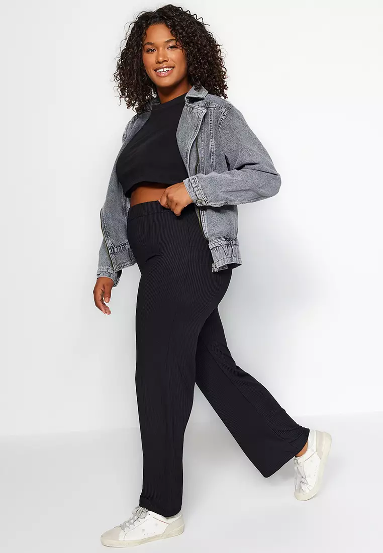 Plus Size Wide Leg Knit Pants