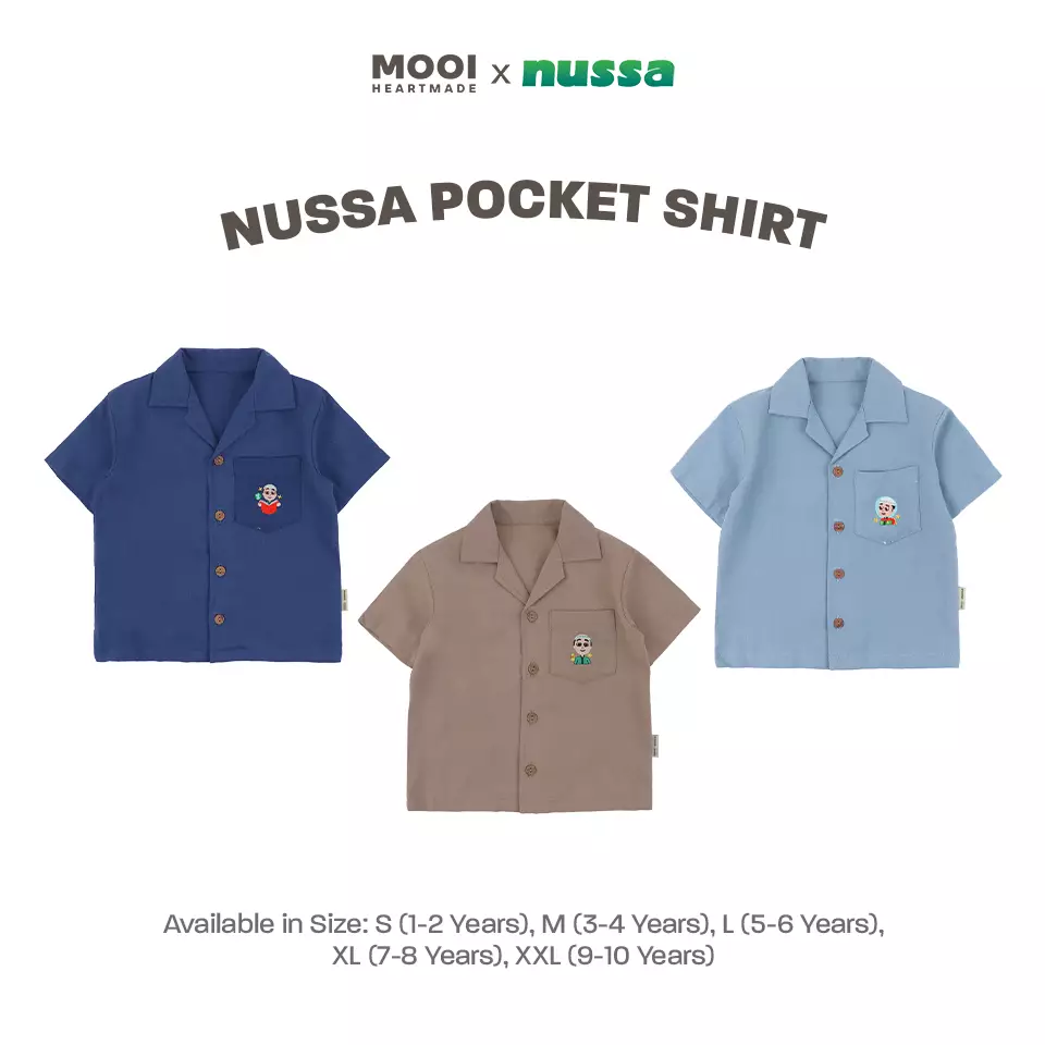Mooi x Nussa Kemeja Anak Laki-Laki Nussa Pocket Shirt - Classic Blue