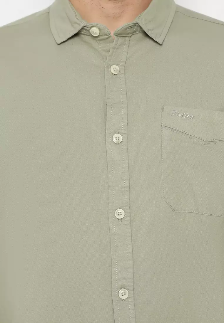 POLICE Kemeja Polos Cotton Slim Fit Pria