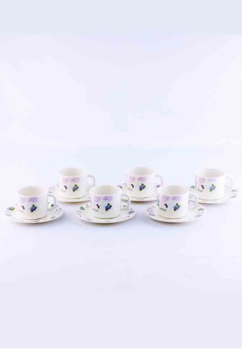 Newage Newage 12 Pcs Porcelain Cup & Saucer Set / Tea Cup Set / Tea Table Set / Saucer Set - Purple Grape 1C9C6HLAC75BC4GS_1