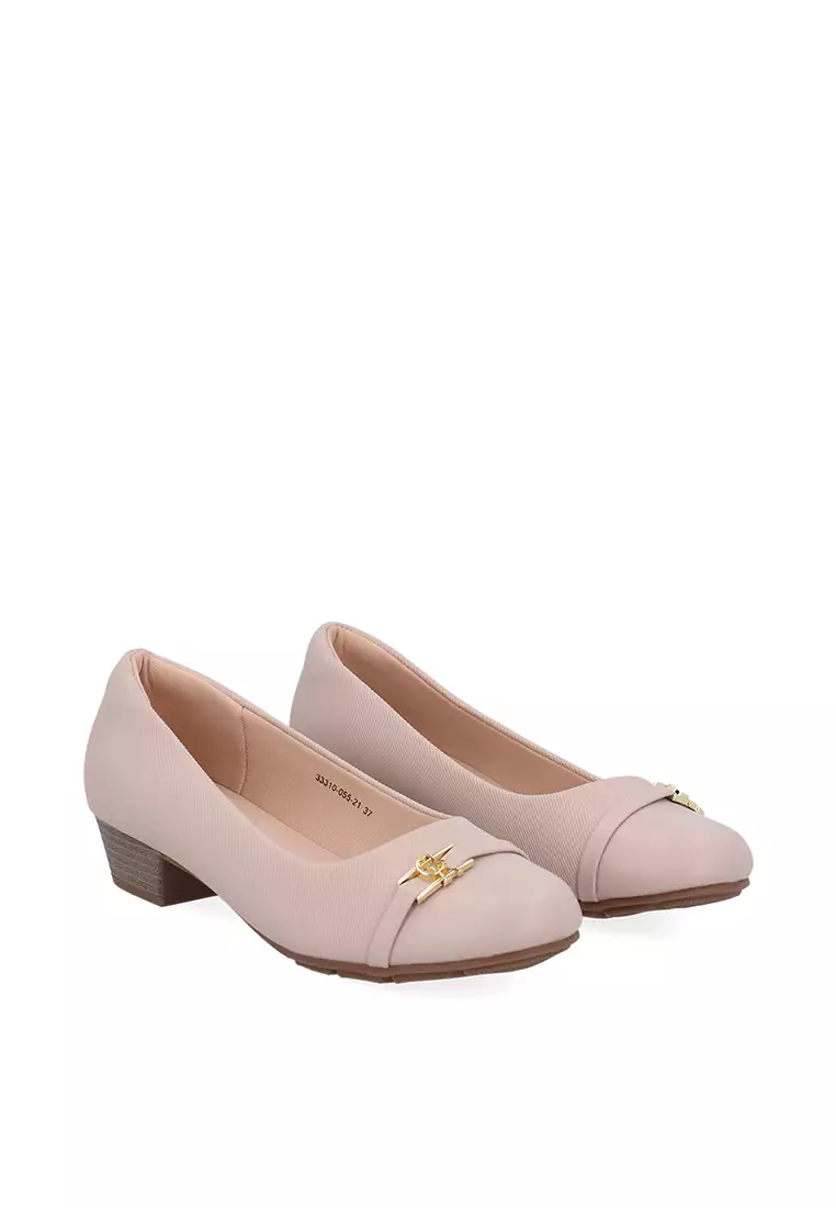 Beige  Amara Buckle Strap Pumps