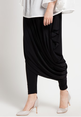 Side ruffle skirtpants Black