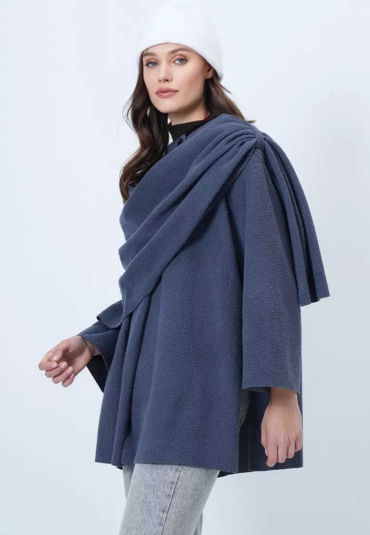 Shawl Detailed Fleece Jacket