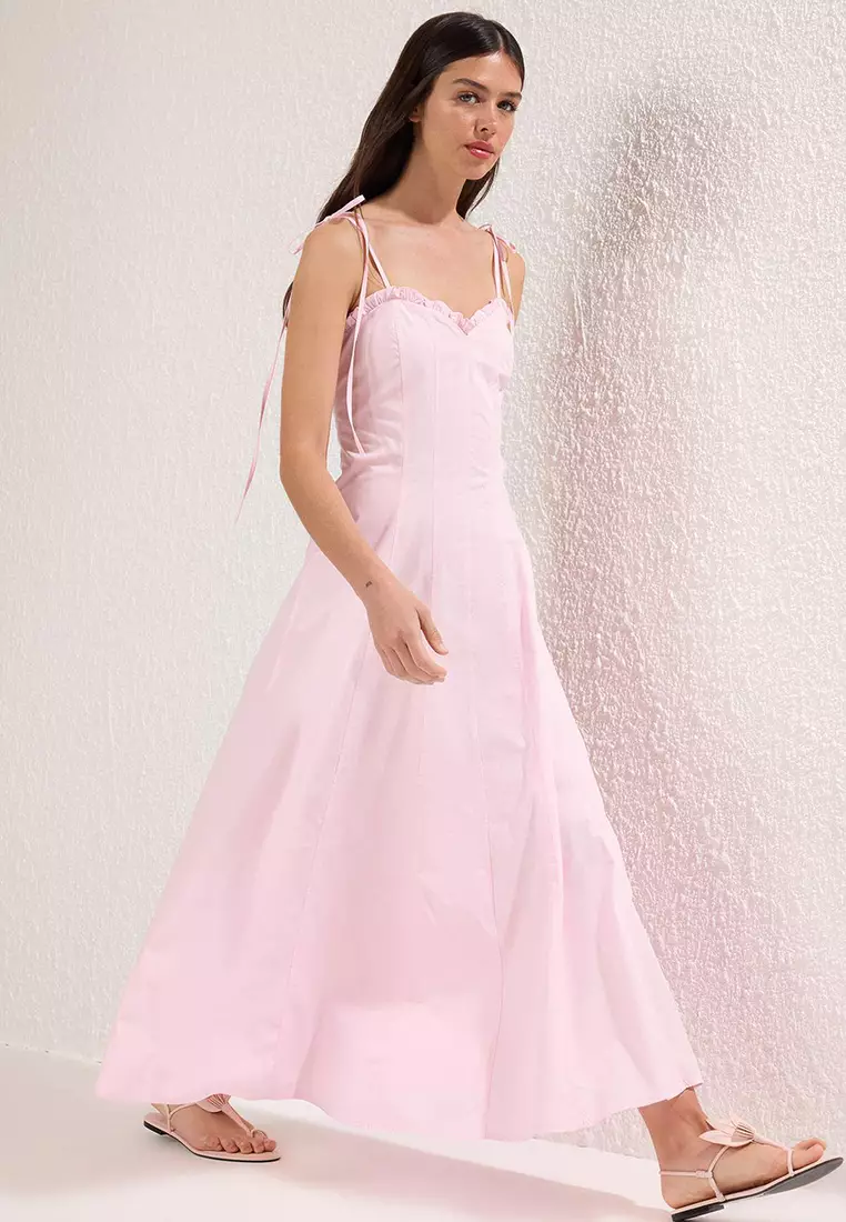 Pink Waist Opening Maxi Dress