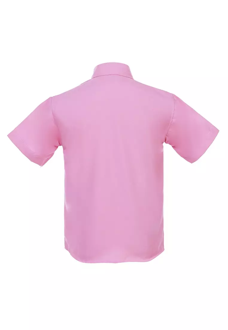 Juste Kemeja Formal Anak Laki-laki Lengan Pendek Motif Polos Kids Shirt Comportable Material Cotton ORIGINAL - Pink