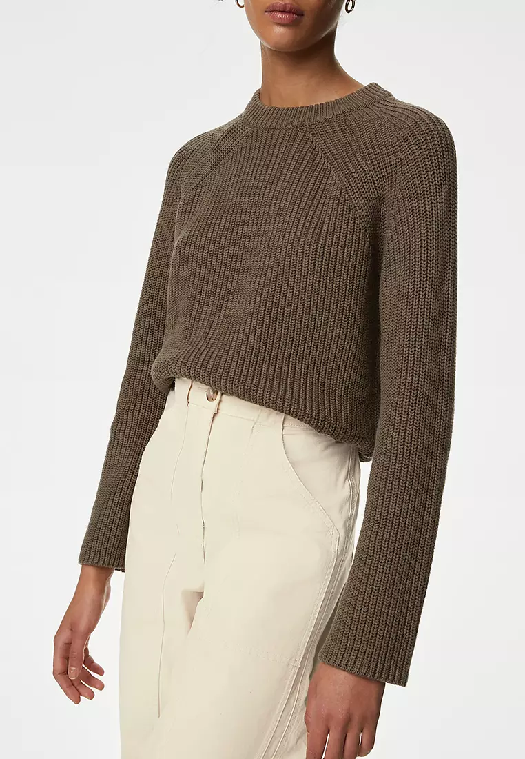 Cotton Rich Relaxed Straight Trousers