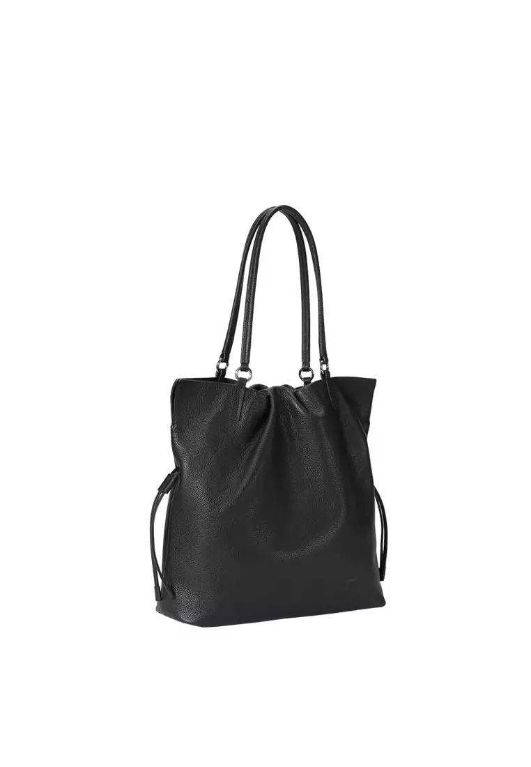 GEORGIANA Ruched Shoulder Bag - Black
