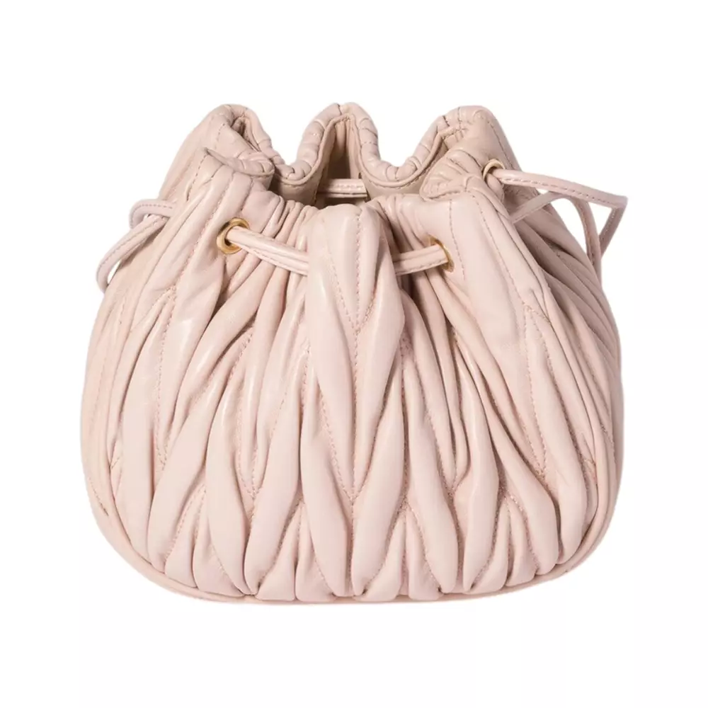 Matelassé Nappa Leather Pouch Powder Pink