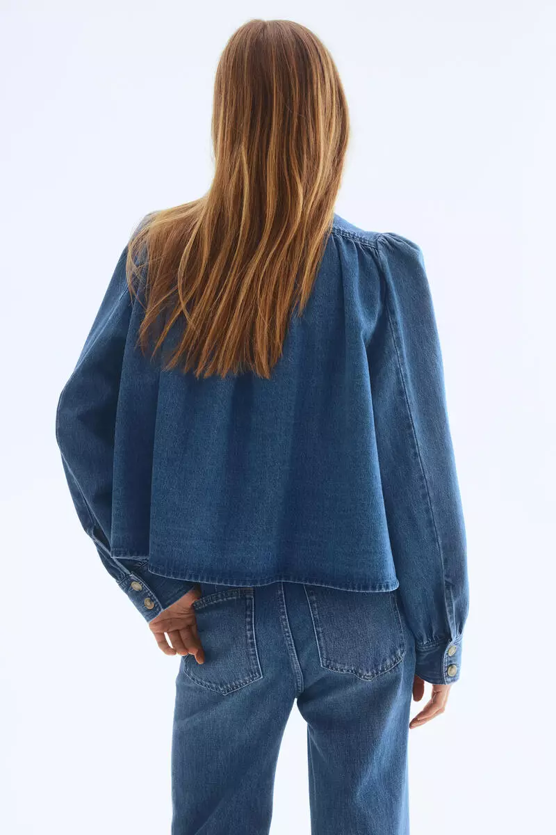 Puff-sleeved twill jacket