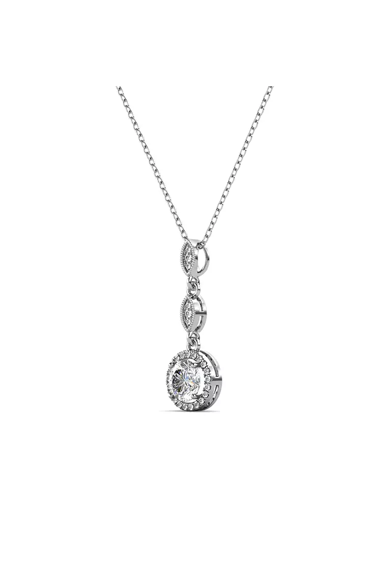 Berlian Moissanite Mon Elegance Pendant WG [GRA CERTIFICATE MOISSANITE  COLLECTION] - Kalung 1ct Moissanite Diamond 925 Silver CELESTA by Her Jewellery