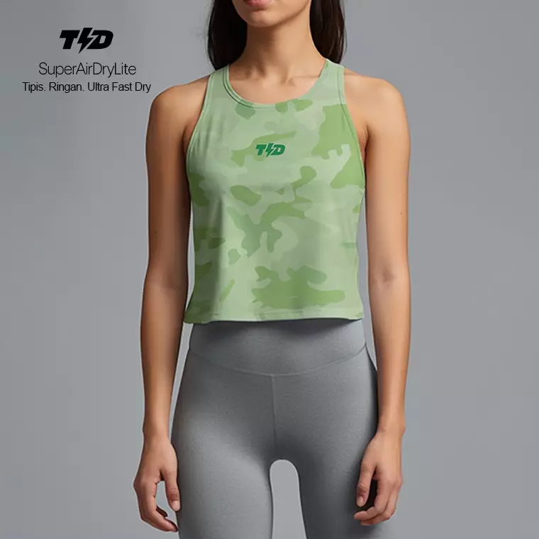 LSC48 Crop Tank Top Olahraga Camo Warna Pistachio Green SuperAirDry Lite