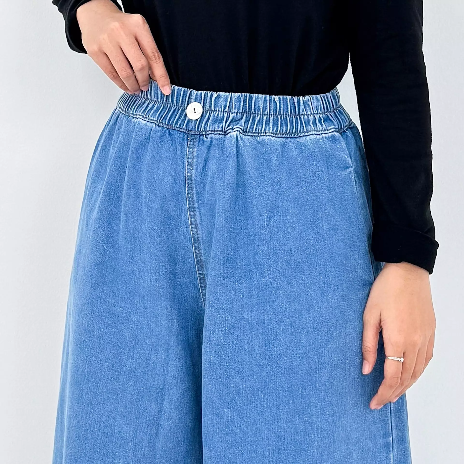 Lizzy Loose Denim Pants - Celana Jeans Wanita Panjang 102 cm BIRU MUDA