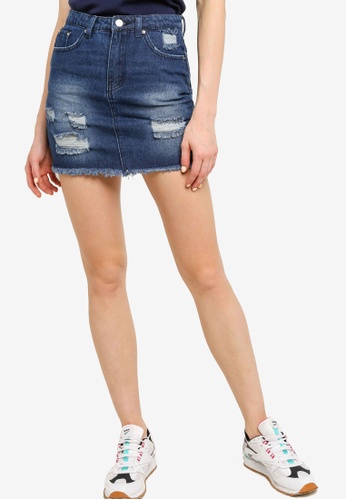 Buy Zalora Young Ripped Denim Skirt Online Zalora Singapore