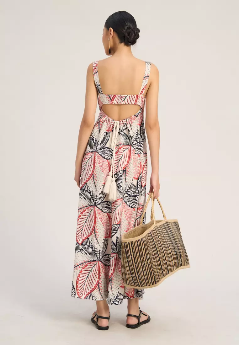 Tropical Linen Midi Dress