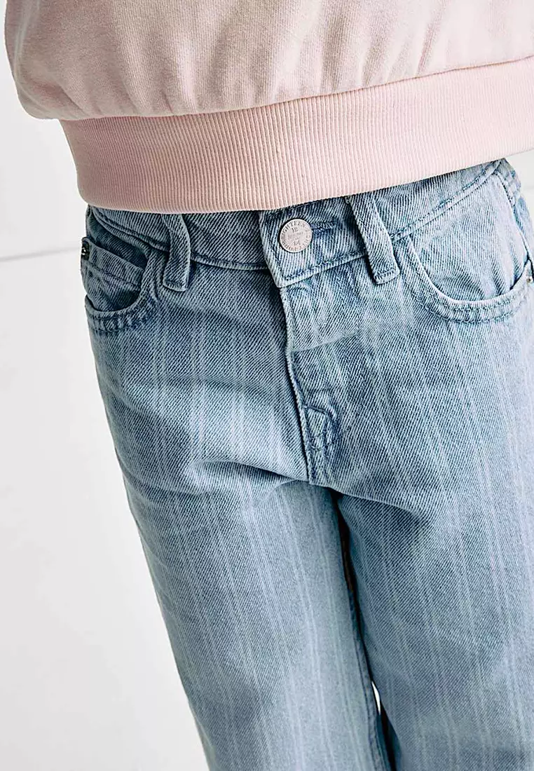 Wide Leg Denim Striped Jeans