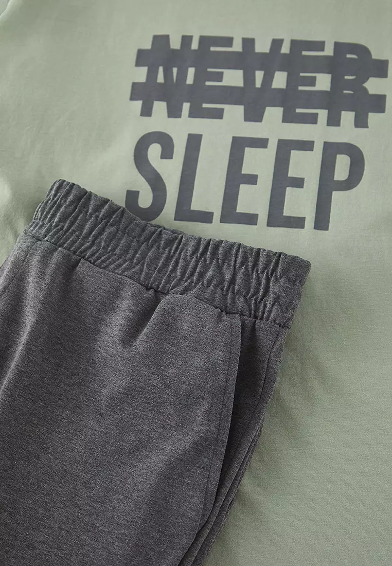 Mint Regular Fit Knitted Shorts Pajama Set THMSS21PT0216