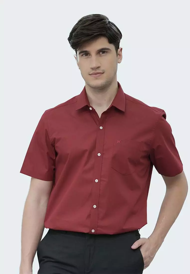 Johnwin - Kemeja Formal - Slim Fit - Lengan Pendek - Opulence  Collection - Model Basic - Blue/Red/Gey/Olive/Black/White - Multi Produk - FSH.650.K393