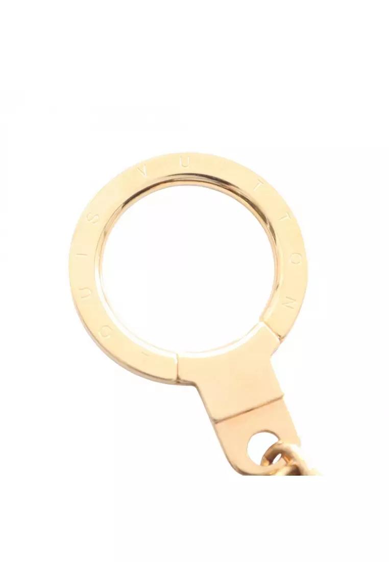 Pre-Loved Louis Vuitton Porto Kure cabochon key ring key ring GP gold pink beige