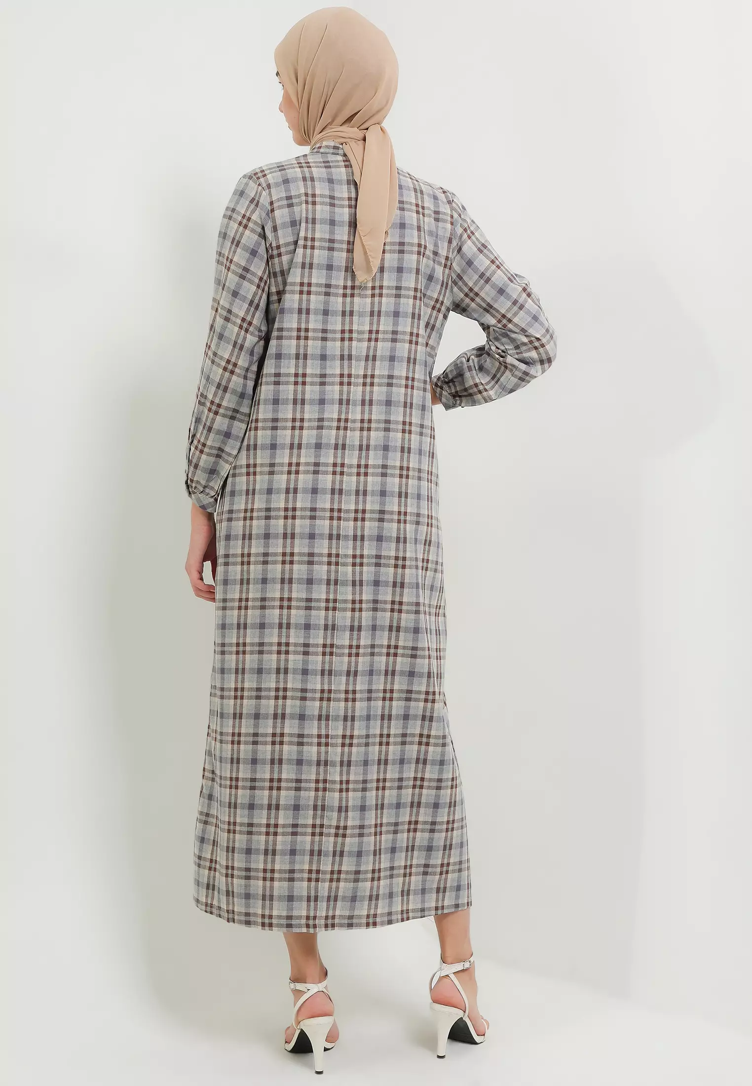 MFMW Zanera Dress Gamis Coklat Motif Kotak