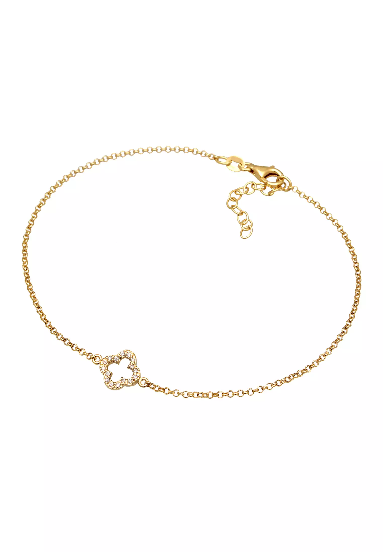 脚链三叶草吊坠幸运符氧化锆镀金