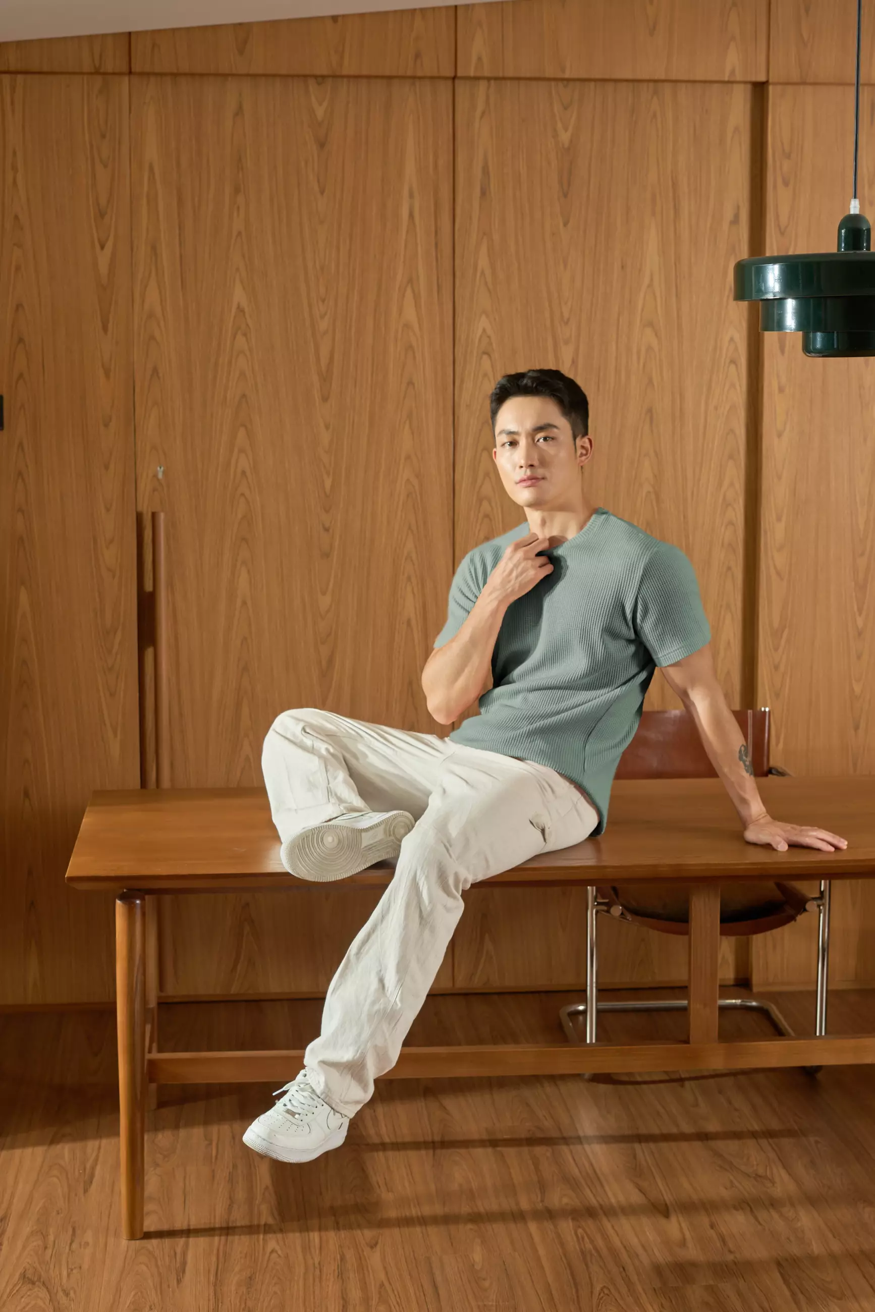 Kale Waffle Light Green / Kaos Polos Tekstur Lengan Pendek Pria / Unisex