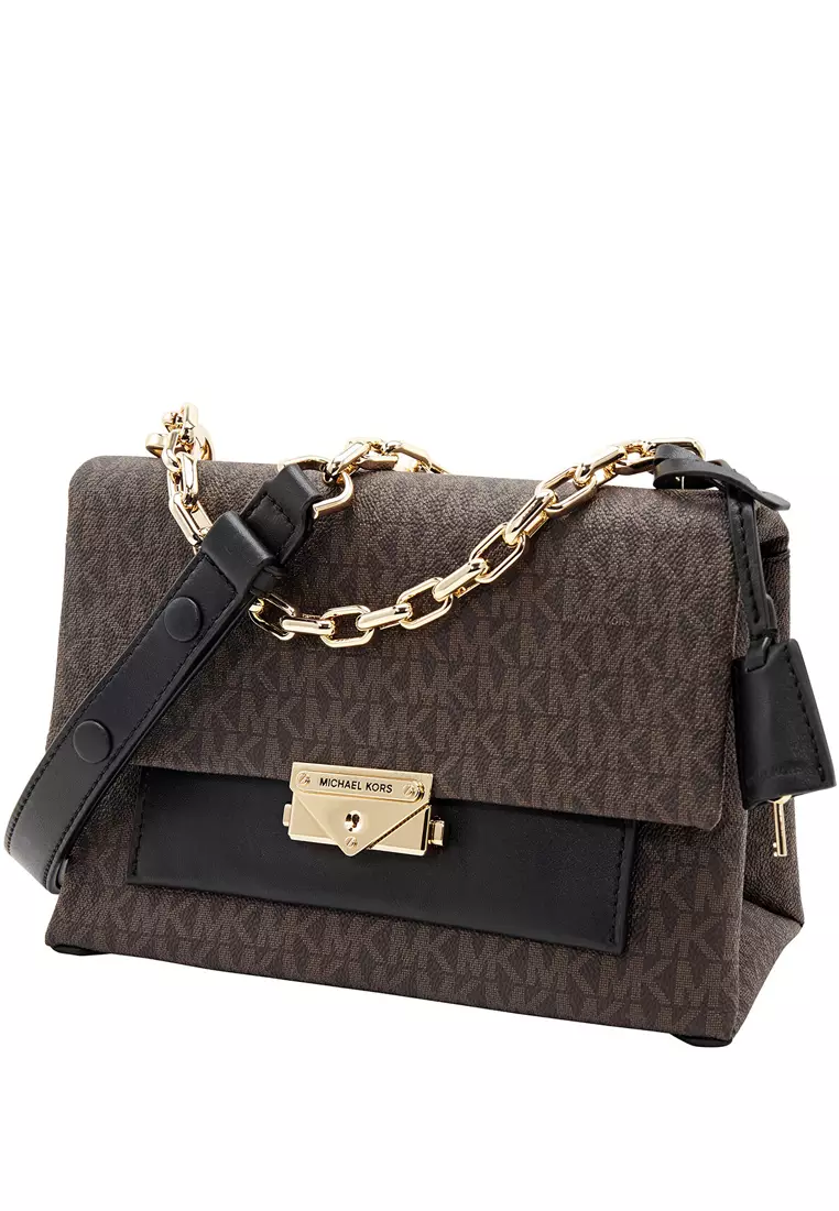 Cece Medium Logo Shoulder Bag - Dark Brown/Black