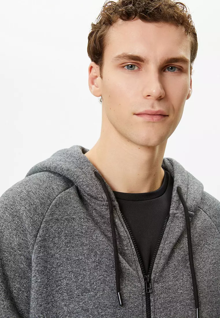 Zip Raglan Sleeves Hoodie