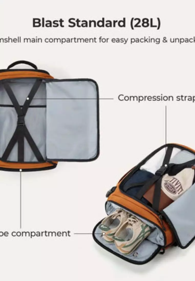 Bagsmart Blast Quick Access Carry On Travel Backpack Extended 38L (Tangerine)