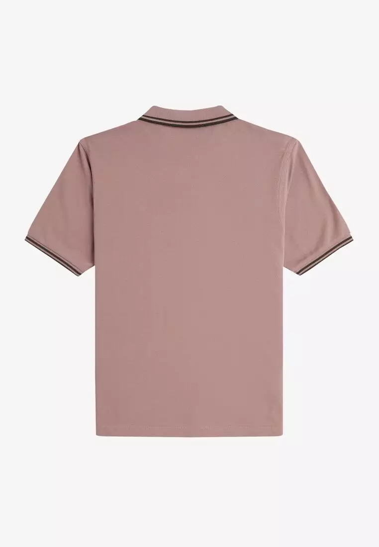 Fred Perry G3600 Twin Tipped Fred Perry Shirt (Dark Pink / Night Green / Night Green)