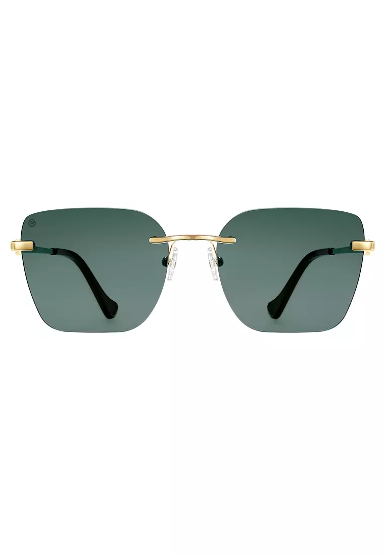 Passang Unisex Fashion Square Frame Sunglasses Frameless Glasses - Green