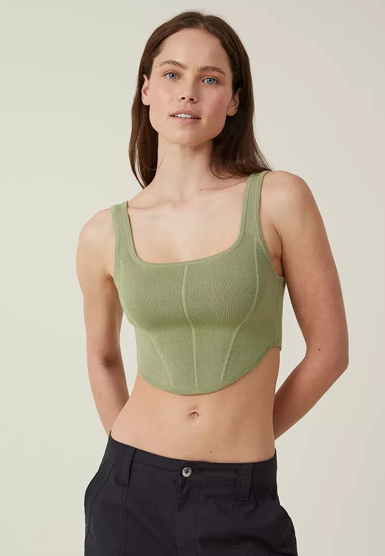 Jual Cotton On Jacquard Corset Tank Top Original 2024 ZALORA Indonesia