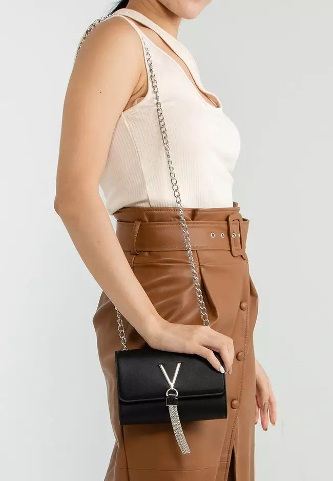 Valentino by mario valentino divina tassel detail camera cross body bag in black new arrivals