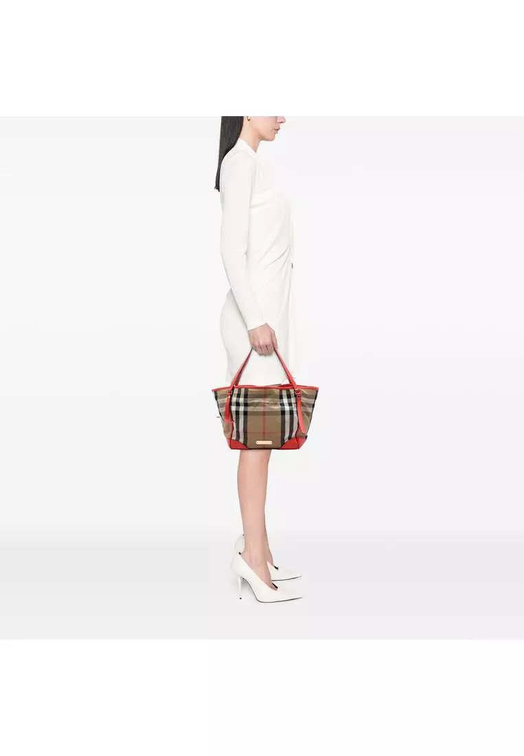 Pre-Loved Burberry Small House Check Canvas Bridle Canterbury Tote