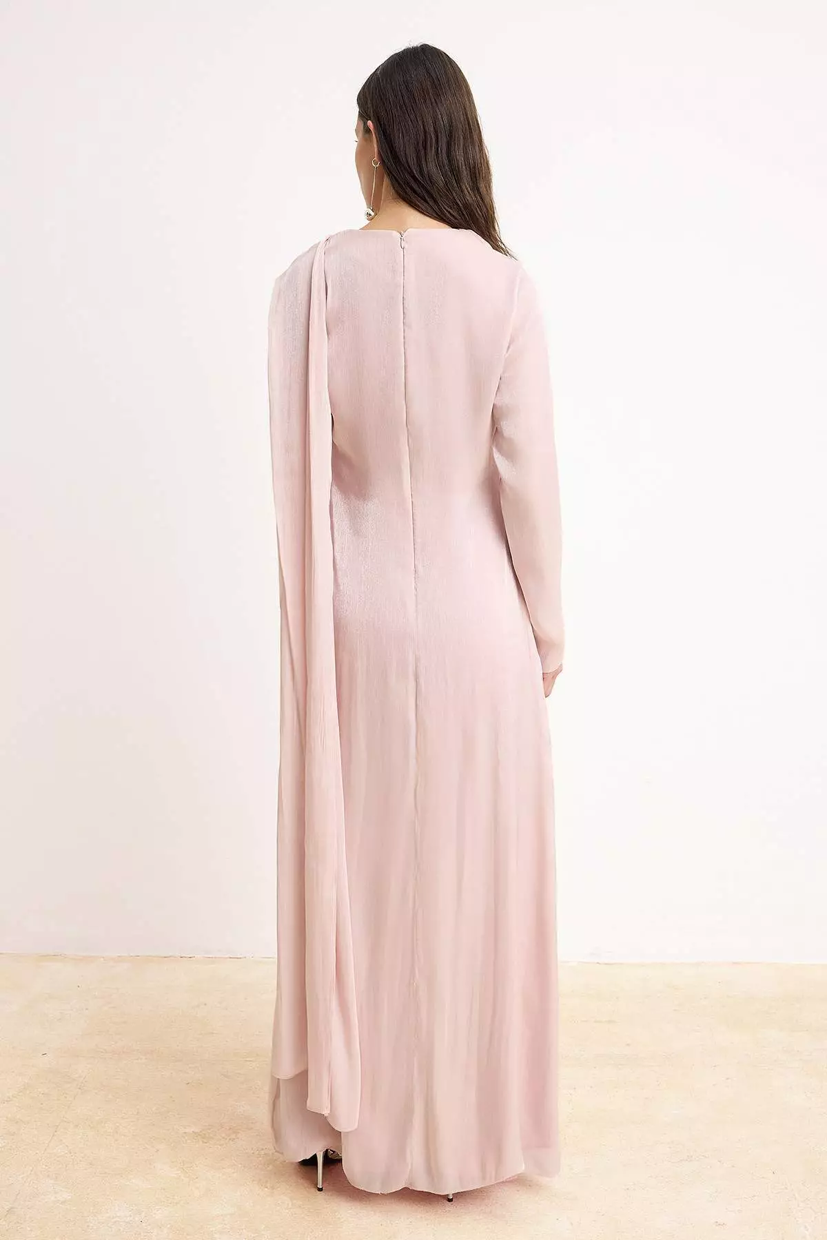 Dusty Rose Woven Hijab Evening Dress Tctss26Db00014
