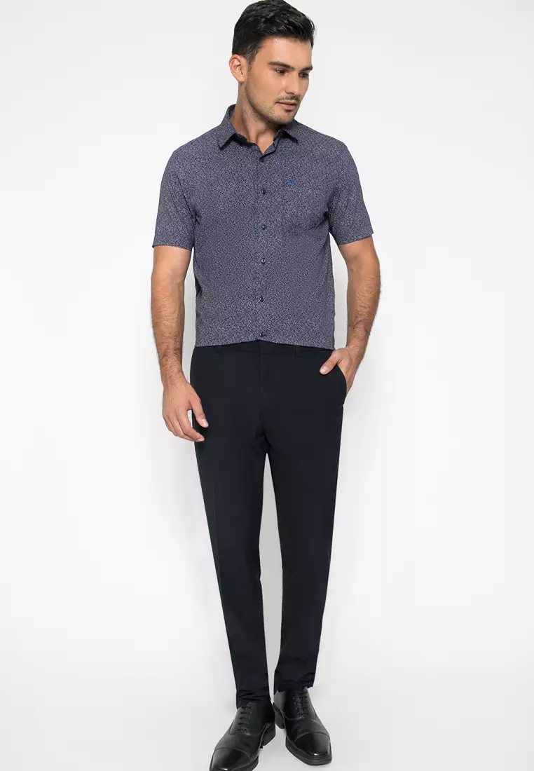 Johnwin - Kemeja Formal - Full Corak - Abu - Slim Fit - FSH.650.K392.873.C-S/S