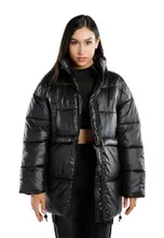 Buy London Rag Black Two Way Detachable Turtleneck Puffer Jacket