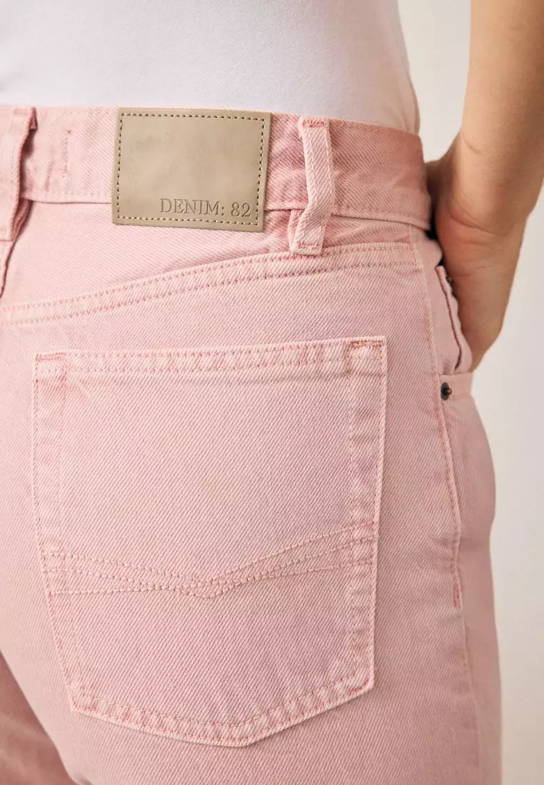 100% Cotton Column Mom Jeans