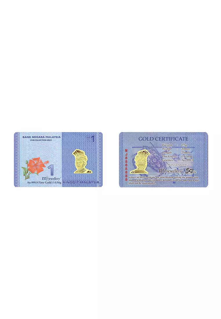 5G Gold Collection 999.9/24K Malaysian Ringgit Series Gold Bar (0.5g)