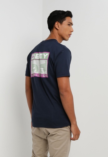 OBEY navy Linear Icon T-Shirt 450D7AAA6C77A4GS_1