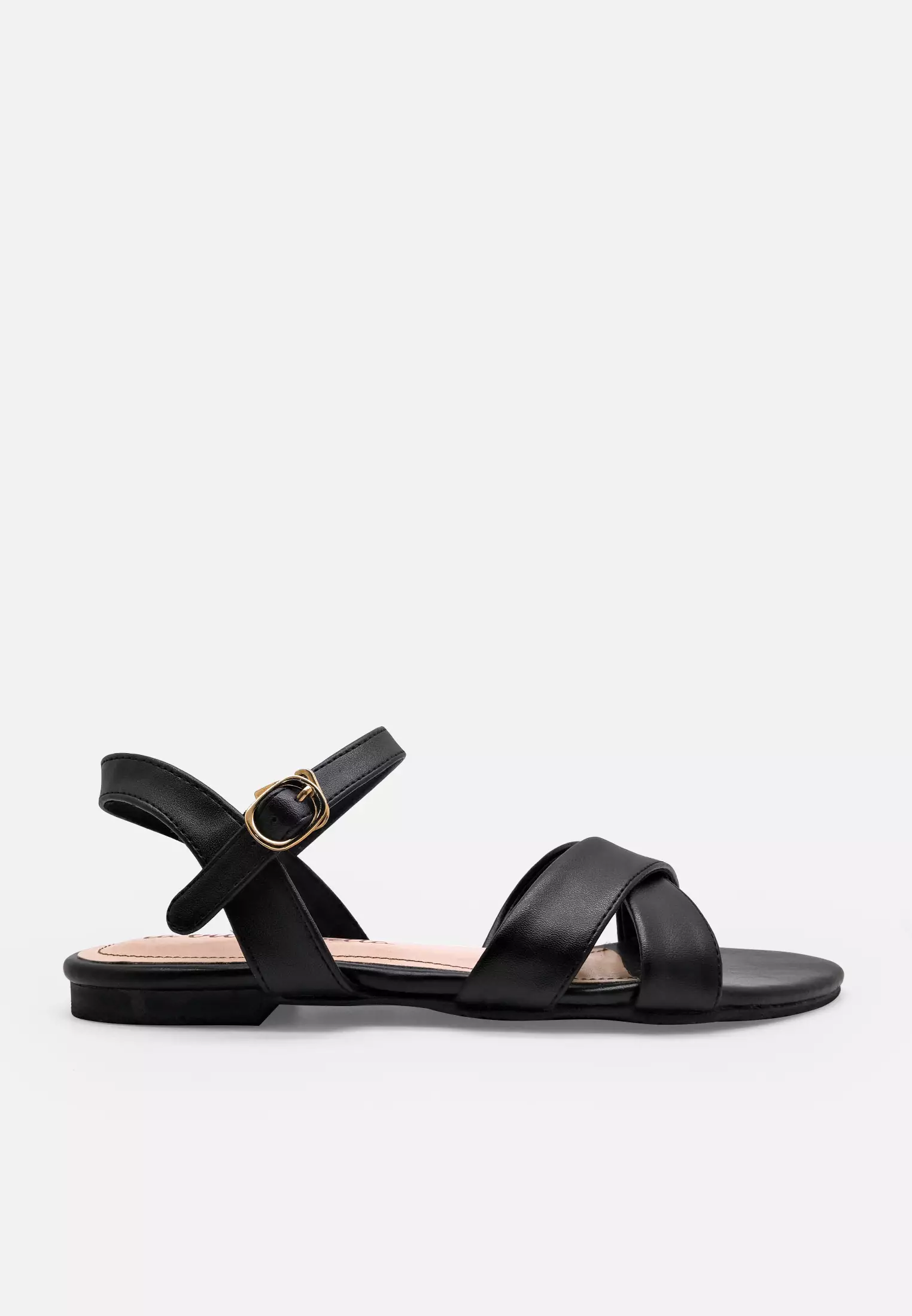 Carol Ankle Strap Sandal Flat Wanita Vegan Leather