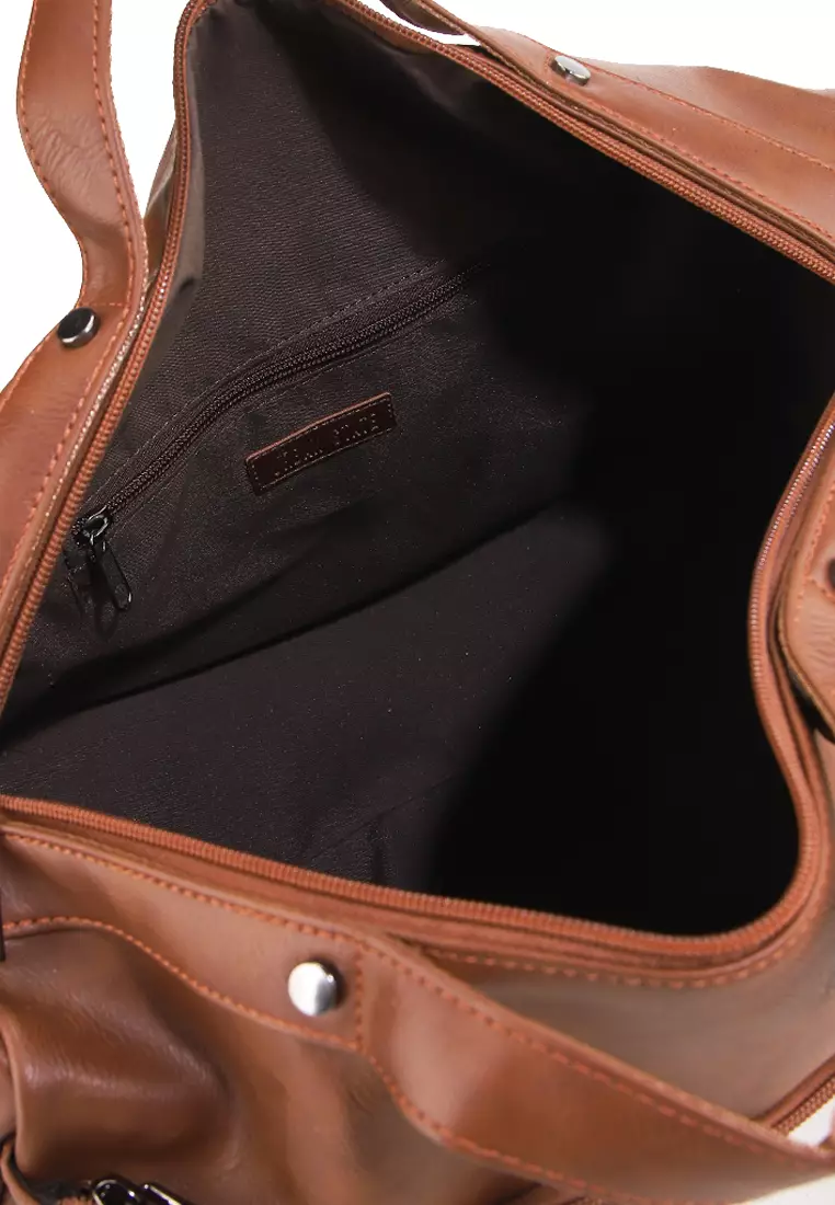 Distressed Leather Carry Duffel Bag