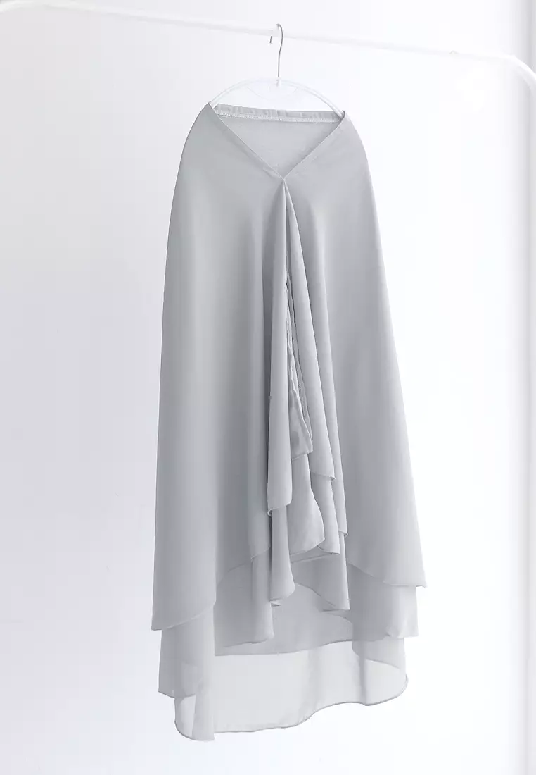 Anya Instan | Hijab Instan Resleting | Bergo Khimar Kerudung 2 Layer  - Metallic Grey